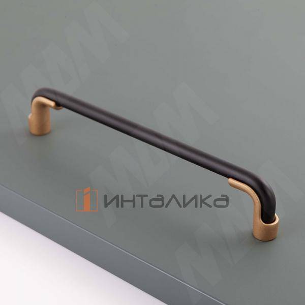 HERMES Ручка-скоба 160мм черный матовый/золото матовое – 3