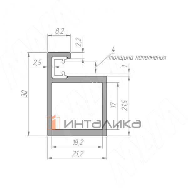 SECRET MAXI Профиль рамочный узкий, золото брашированное (анод), L-6000 – 2