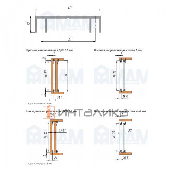 MiniCabinet Направляющая верхняя двойная, серебро, L-6000 – 2