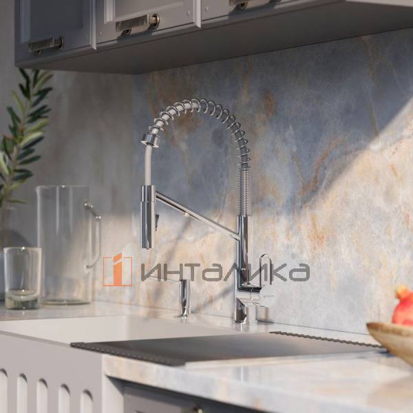 Смеситель Omoikiri MIKAWA 2 Plus-SB, с выводом питьевой воды, с гибким шлангом, нержавеющая сталь – 4