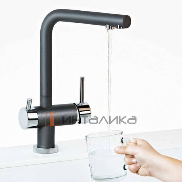 Смеситель Omoikiri NAGANO однорычажный, с выводом питьевой воды, черный – 4