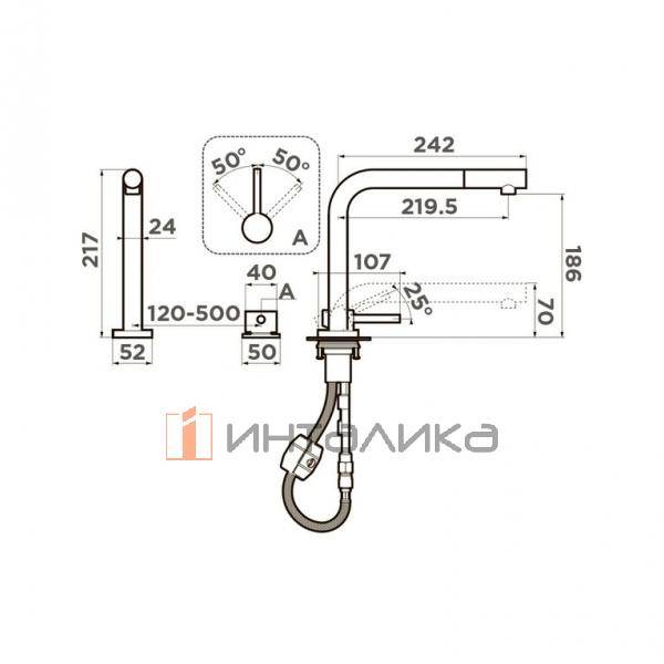 Смеситель-трансформер Omoikiri NARA-S установка под окно, с выдвижным шлангом, светлое золото – 2
