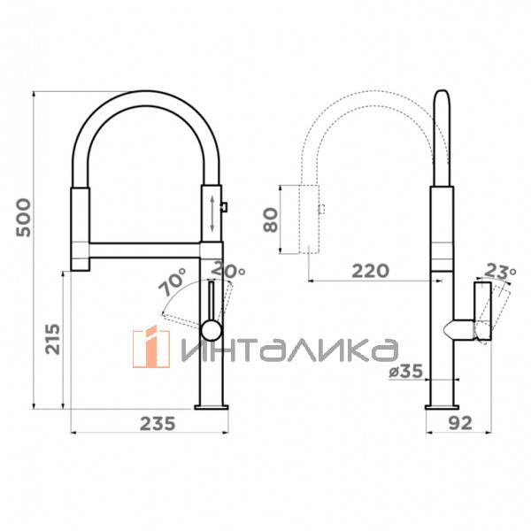 Смеситель Omoikiri OSAKA однорычажный, с гибким шлангом, нержавеющая сталь | белый – 2