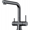 Превью Смеситель Omoikiri TAKAMATSU-S с выводом питьевой воды, с выдвижным шлангом, вороненая сталь – 1