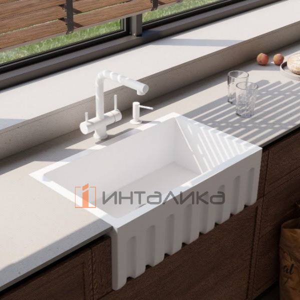 Смеситель Omoikiri TAKAMATSU-S с выводом питьевой воды, с выдвижным шлангом, pure white – 5