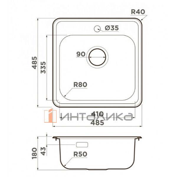 Мойка Omoikiri NOTORO 48 нержавеющая сталь, 500, накладная, нержавеющая сталь – 2
