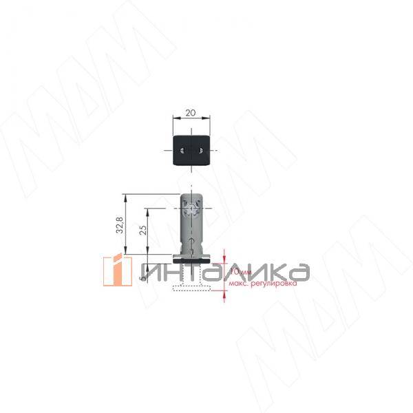 REKORD TECH Опора регулируемая, D12 мм, высота отверстия 25 мм, с прямоугольной ножкой – 2