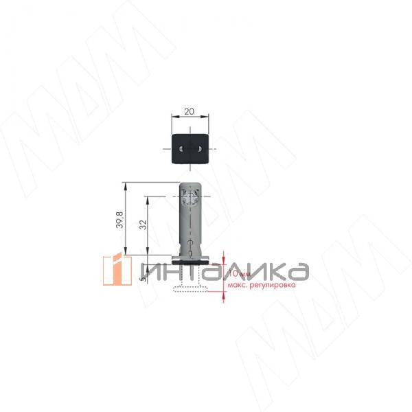 REKORD TECH Опора регулируемая, D12 мм, высота отверстия 32 мм, с прямоугольной ножкой – 2