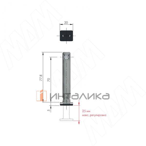 REKORD TECH Опора регулируемая, D12 мм, высота отверстия 70 мм, с прямоугольной ножкой – 2