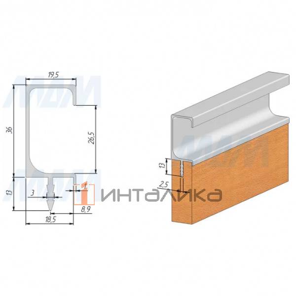 Профиль-ручка врезная для фасада 18мм, черный матовый (анод), L-3000мм – 2