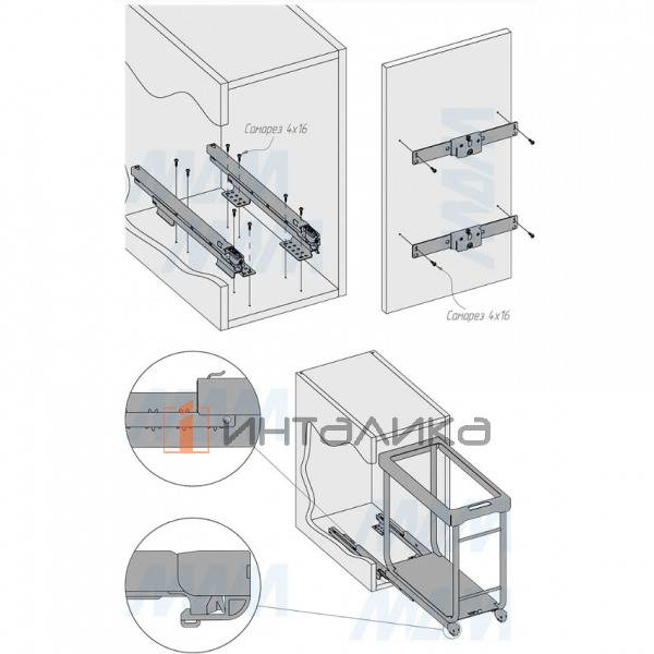 KOMBI 2.0 M30W Система сортировки и хранения, 1 емкость (33л), креп. фасада, полн.выдв., плавн.закр. – 7