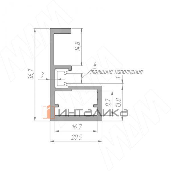 LINEA Профиль рамочный узкий, с интегрированной ручкой, золото брашированное (анод), L-5400 – 2