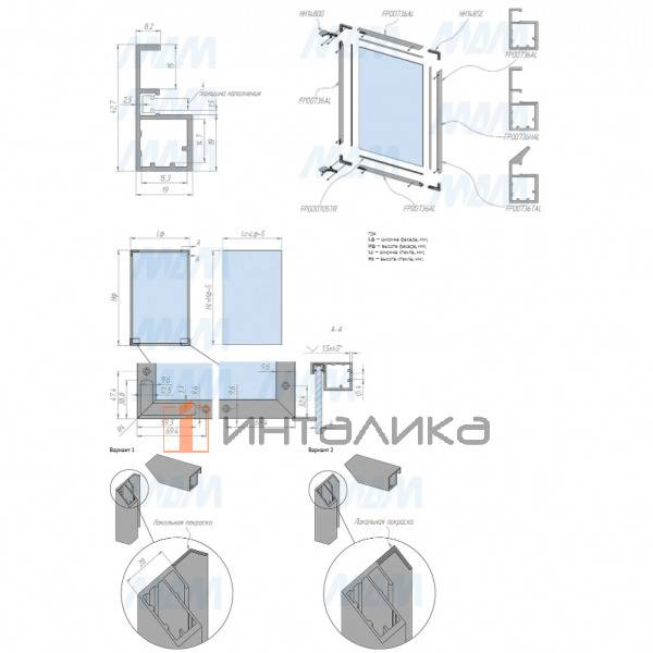 SECRET Профиль рамочный узкий, с интегрированной ручкой, графит, L-2700 – 3