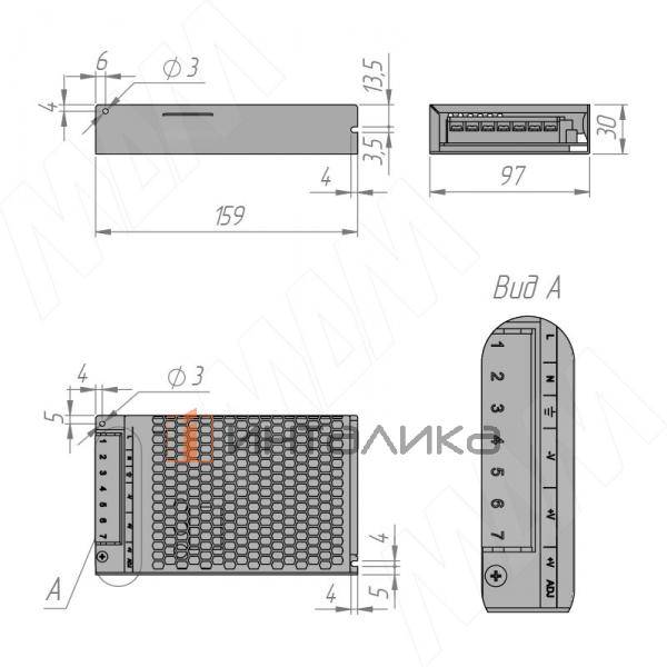 STANDART Блок питания AC-230/DC-12V, ультратонкий, IP20, 150W – 3