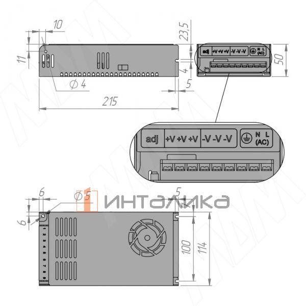 STANDART Блок питания AC-230/DC-24V, IP20, 360W – 3
