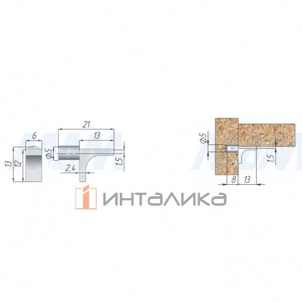 K-LINE Полкодержатель с дополнительным упором для деревянных полок без фиксации, черный никель – 2