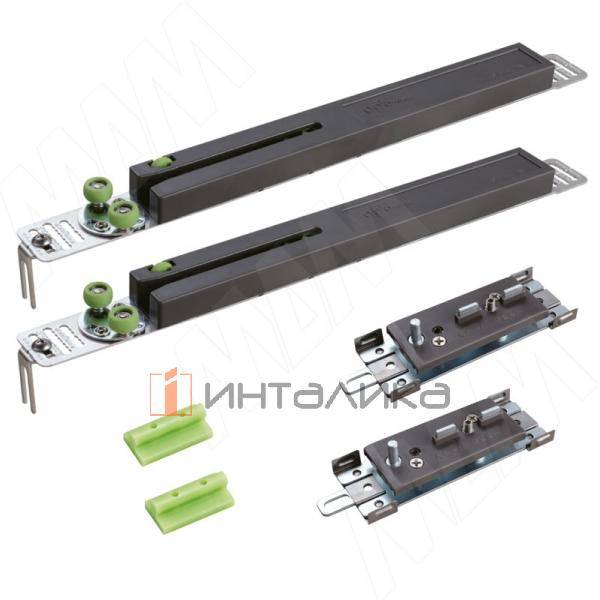 PRIDE Универсальная система плавного закрывания для шкафа-купе, 2 доводчика, 2 активатора, крепеж – 1