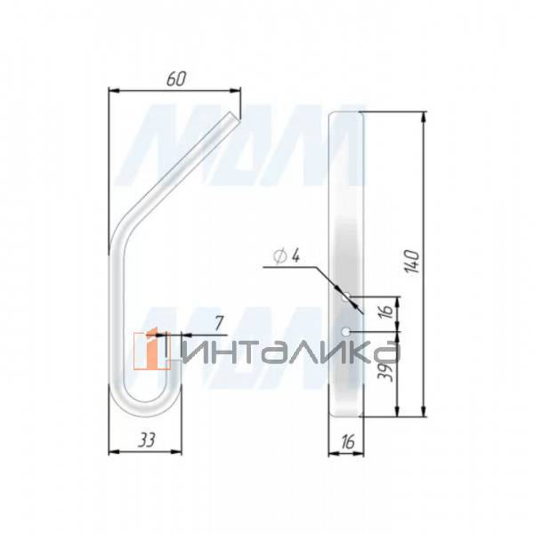 Крючок двухрожковый белый матовый – 3