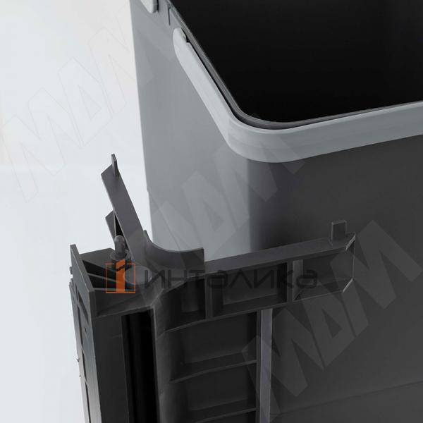 SWING 2.0 Ведро для мусора подвесное 15л с крышкой, с крепежом, цвет серый RAL7042 – 4