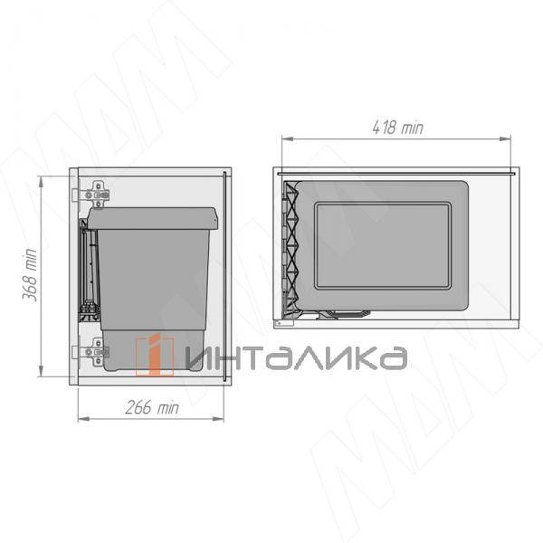 SWING 2.0 Ведро для мусора подвесное 15л с крышкой, с крепежом, цвет серый RAL7042 – 6
