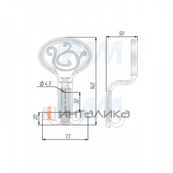 ROME Крючок трехрожковый бронза состаренная – 2