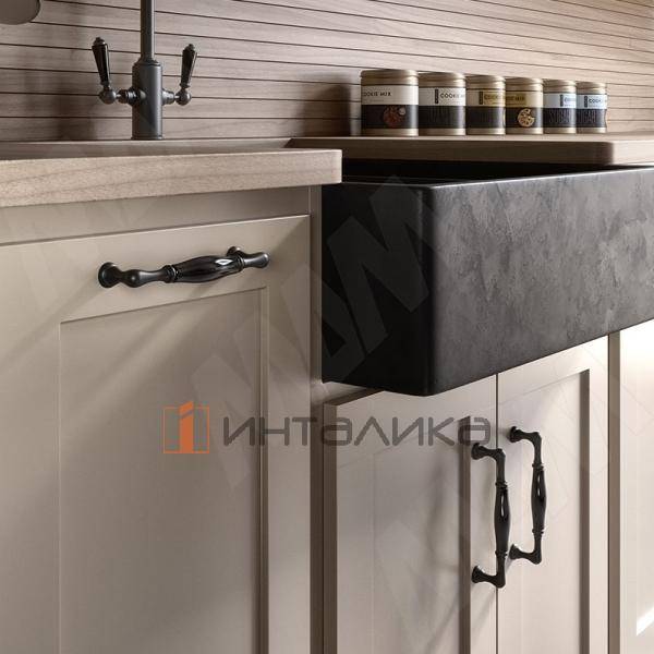 Ручка-скоба 128мм черный матовый/керамика черная глянец – 3