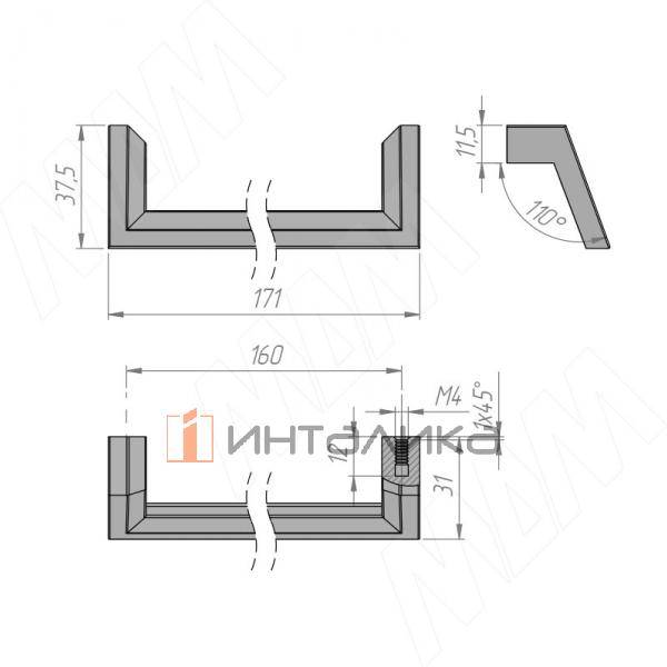 Ручка-скоба 160мм никель матовый – 3