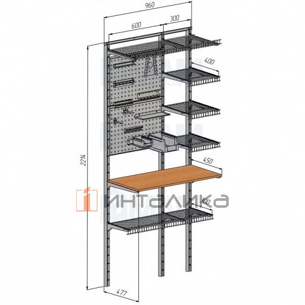 Home Space, гараж ширина 960мм, глубина 477 мм, 2 проема по 600 и 300 мм, с аксессуарами – 2