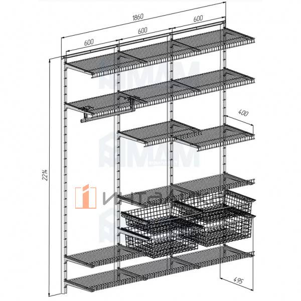 Home Space, гардероб ширина 1860мм, глубина 495 мм, 3 проема по 600 мм – 2