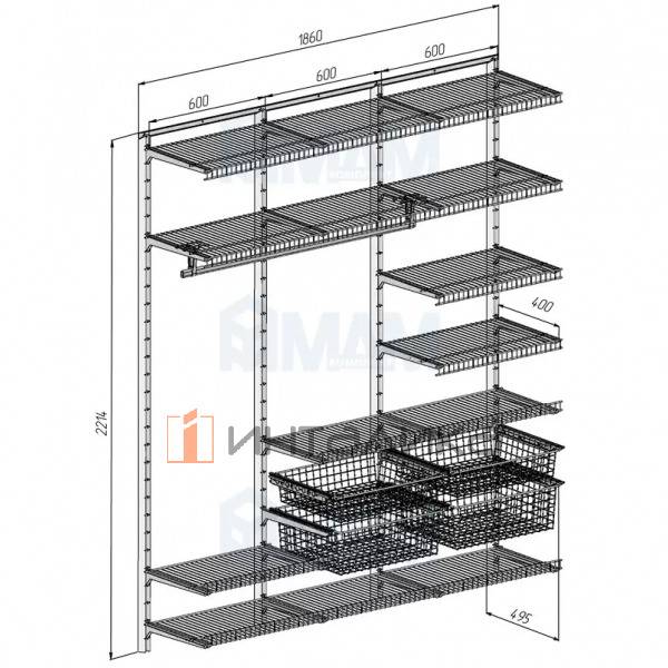 Home Space, гардероб ширина 1860мм, глубина 495 мм, 3 проема по 600 мм – 2