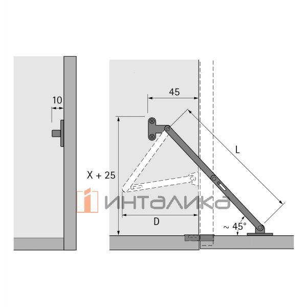Кронштейн для откидных элементов HETTICH KH 250 – 2