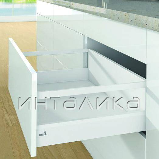 Набор фурнитуры без направляющих HETTICH, для ящика ArciTech с рейлингом, фасадный, NL650, H94/218, цвет белый, под пресс, (V1)