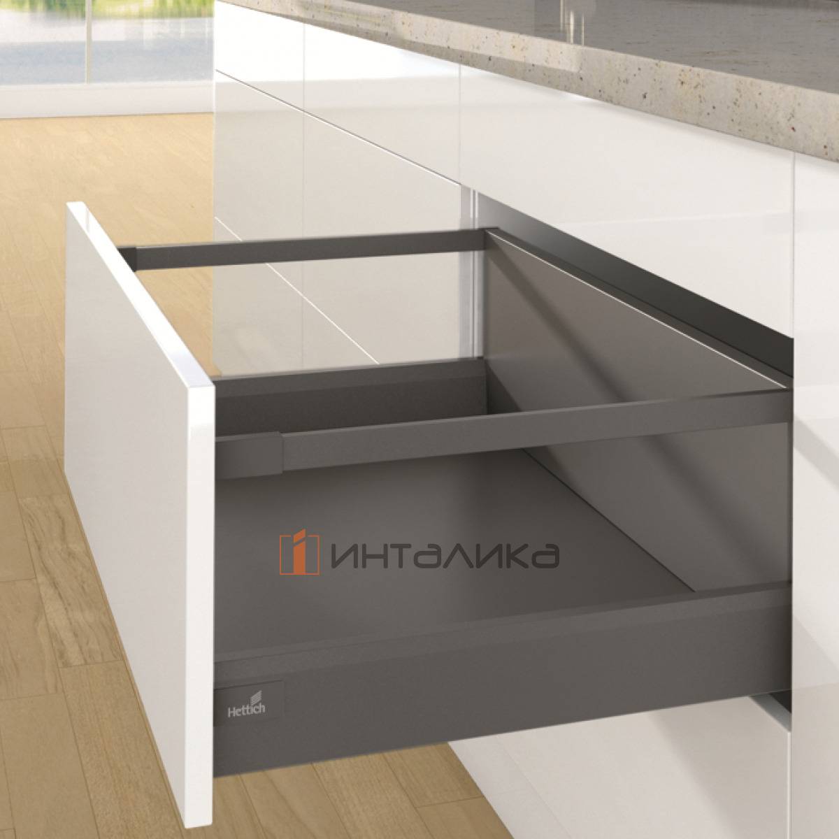 Набор фурнитуры без направляющих HETTICH для ArciTech с рейлингом, NL300, H94/250, антрацит