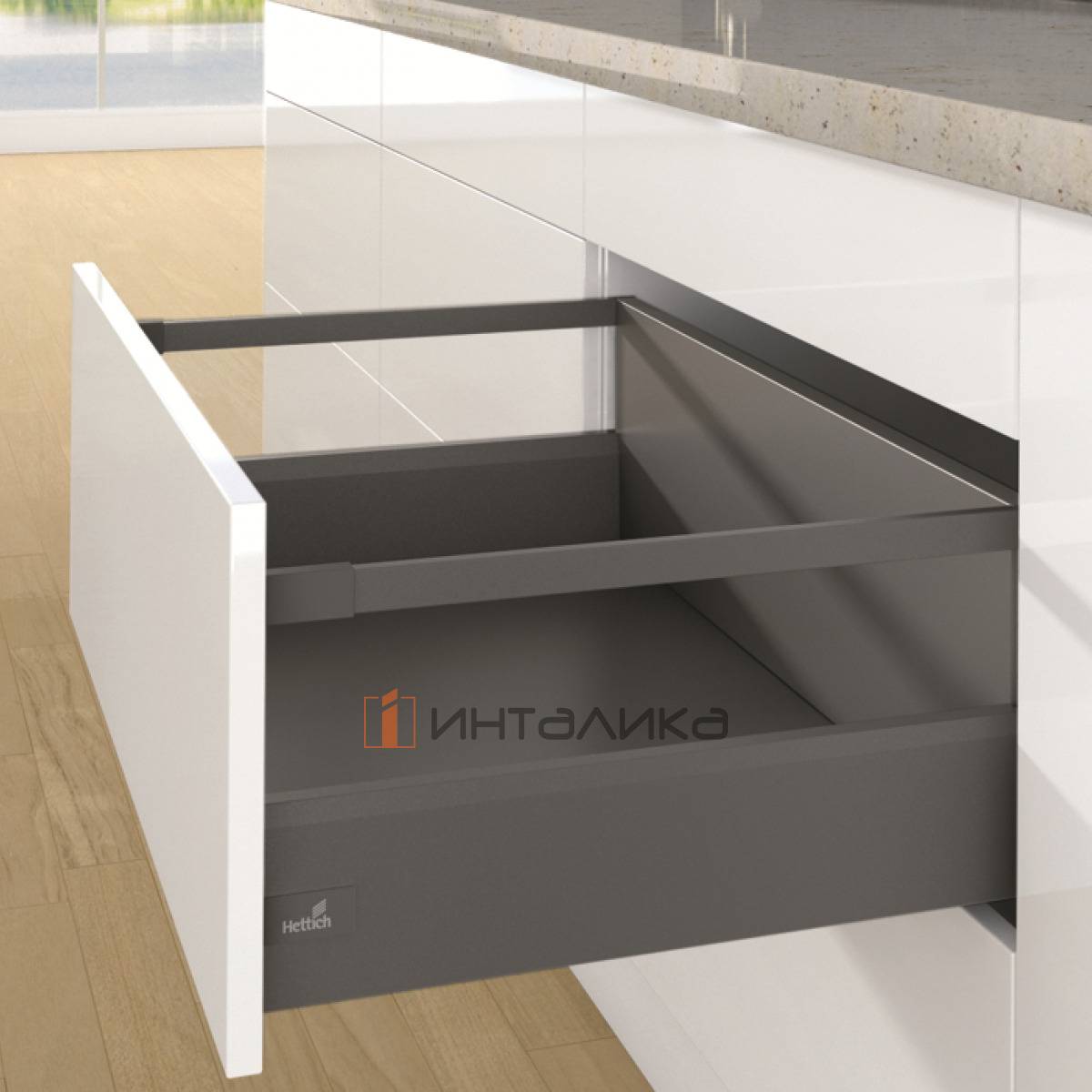 Набор фурнитуры без направляющих HETTICH для ArciTech с рейлингом, NL500, H126/250, антрацит