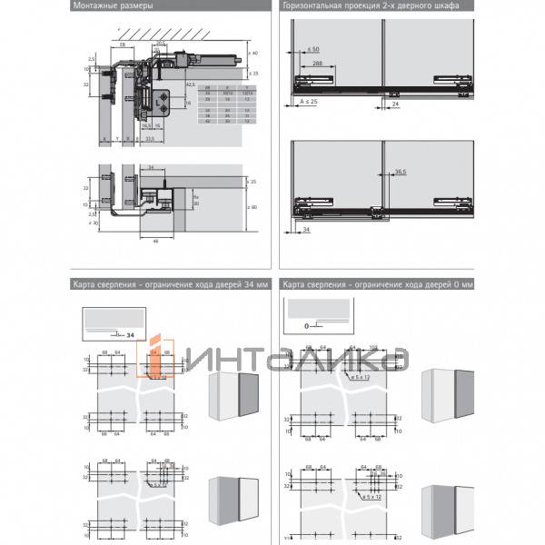 Комплект фурнитуры HETTICH Top Line L для 2 дверей, передняя слева, EB32, с регулировкой высоты – 3