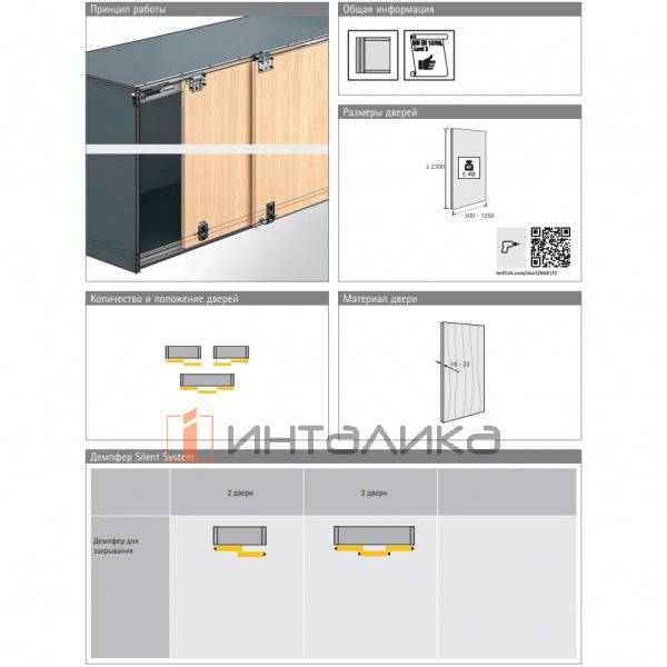 Комплект фурнитуры HETTICH TopLine M на 2 двери, передняя слева, EB32, без регулировки высоты – 2