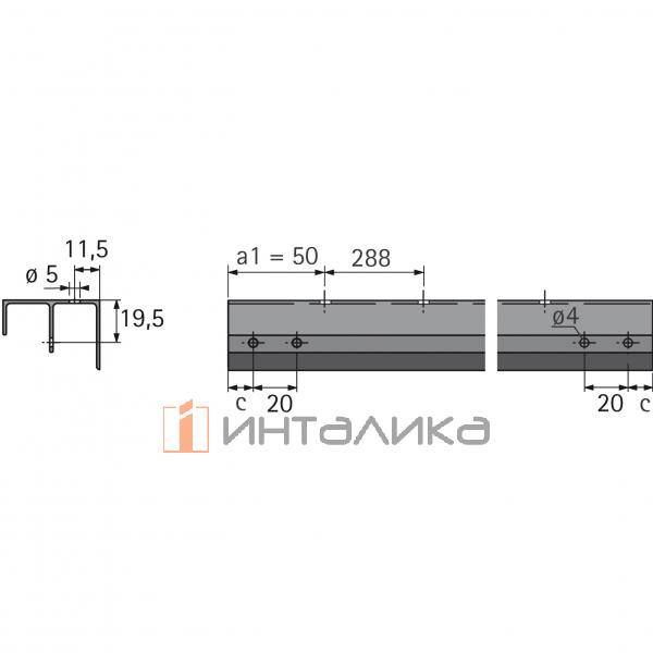 Направляющий профиль HETTICH Top Line L STB 11, L 3000, перфорированный, алюминий – 2