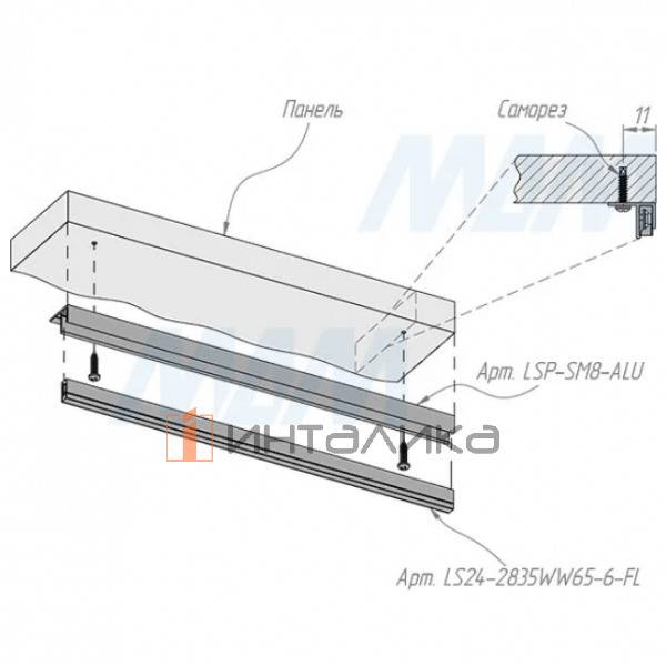 Профиль SM8, накладной, для ленты FLEX, белый матовый, 16х8,5мм, L-3000 – 3