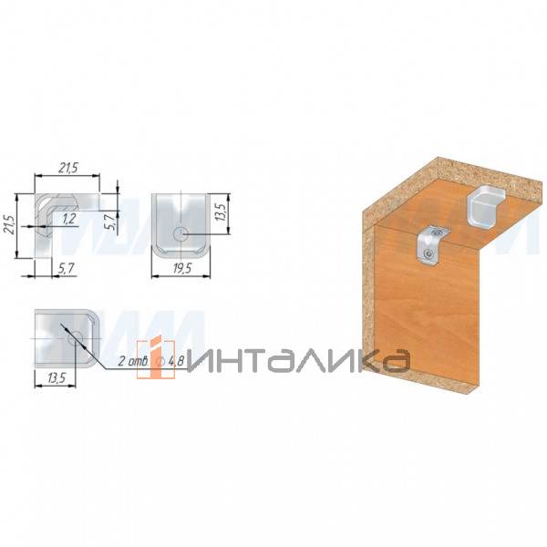 ANGLE Уголок мебельный с пластиковой накладкой 20х20х20 мм, бежевый – 2