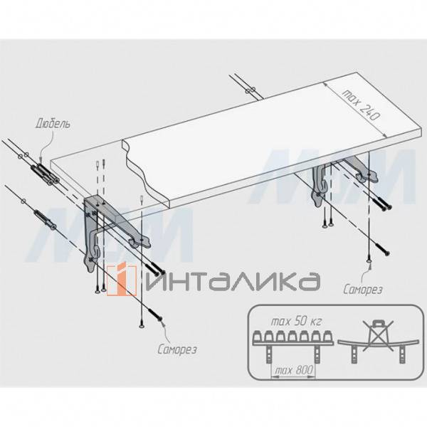 MARSEILLES Менсолодержатель для деревянных полок L-200 мм, черный матовый – 4