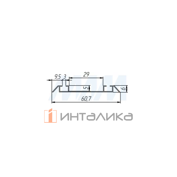 Интегро / Integro Направляющая нижняя белый матовый, L-6000