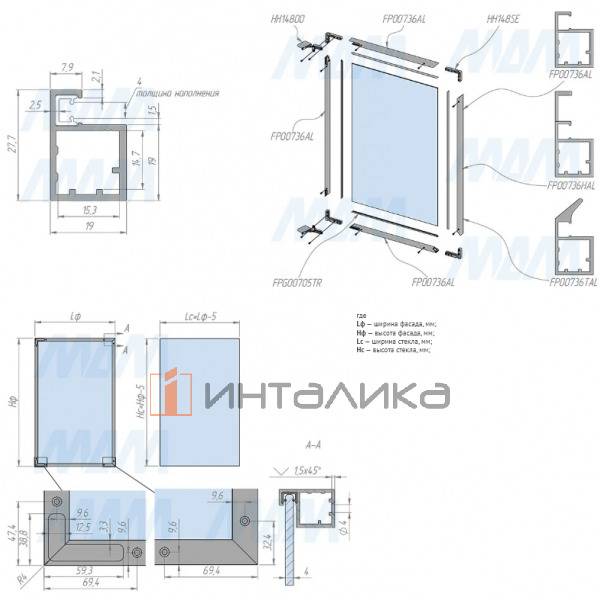 SECRET Профиль рамочный узкий, золото брашированное (анод), L-6000 – 3