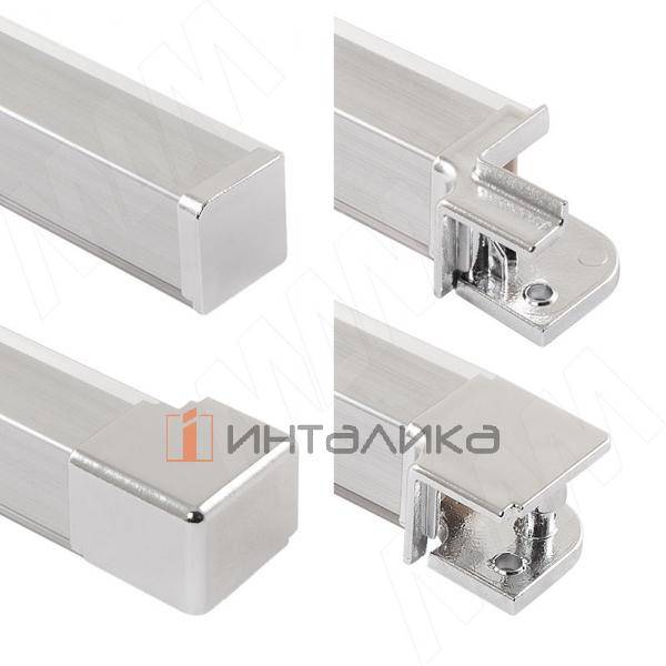 Аксессуары для квадратного плинтуса серия 77.00, хром – 2