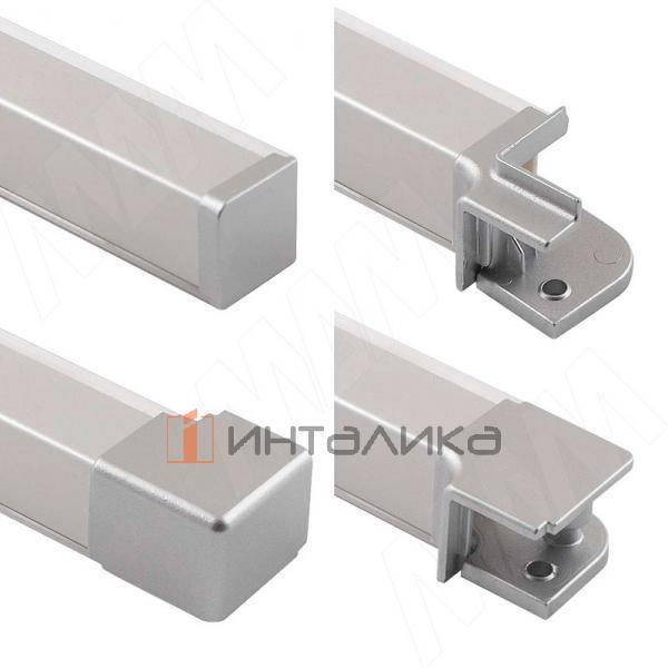 Аксессуары для квадратного плинтуса серия 77.00, алюминий матовый – 2