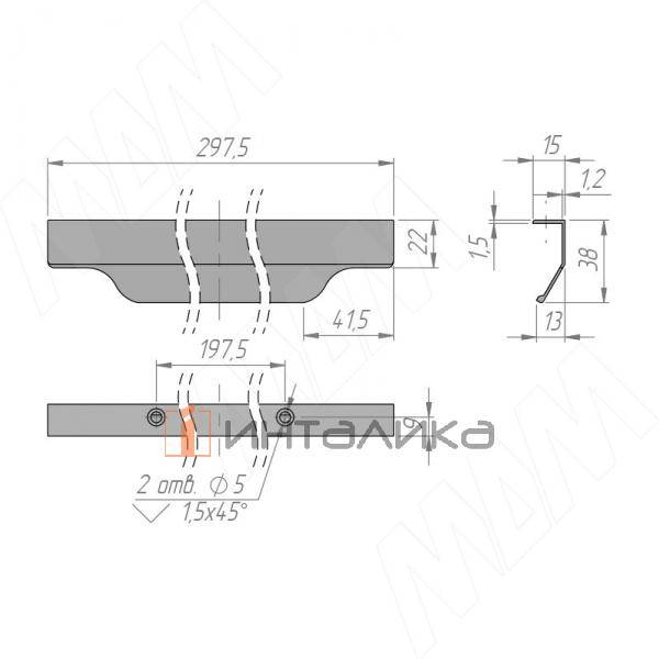 Профиль-ручка 300мм крепление саморезами черный матовый – 2
