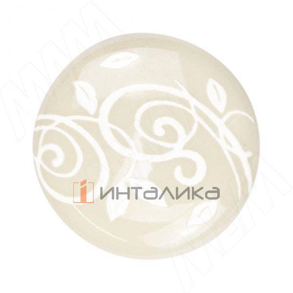 Ручка-кнопка D35мм бронза состаренная/керамика белые узоры – 2