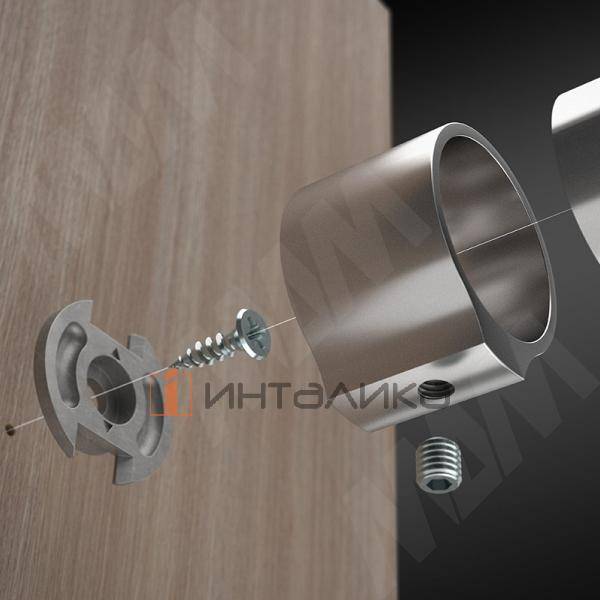 Штангодержатель для круглой трубы D25, с винтом, хром – 3