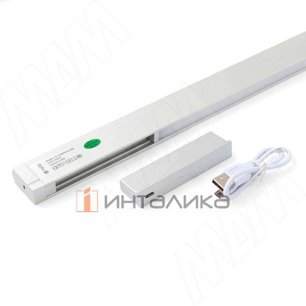 E-VOGUE Штанга прямоугольная с подсветкой, с датчиком движения (PIR) и аккумулятором, 1000 мм, сереб – 2