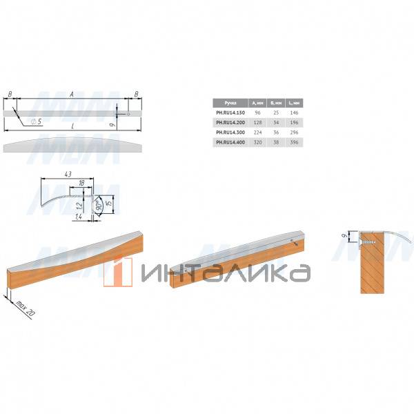 Профиль-ручка 146мм крепление саморезами черный матовый – 3