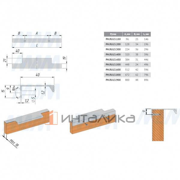 Профиль-ручка 446мм крепление саморезами черный матовый – 2